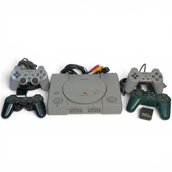 Sony PlayStation (Schp-5501) Console Lot - 1994 System with 4 Controllers & 1 Memory Card