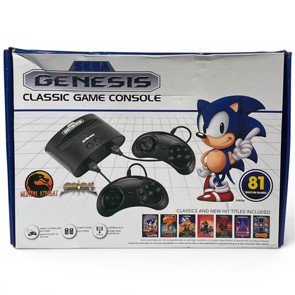 AtGames Sega Genesis Classic Console - 81 Built-In Games, Sonic, 2 Controllers, Cart Support