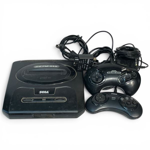Sega Genesis Console Lot - System, 2 Controllers, Power Cable, AV/RF Unit Cable