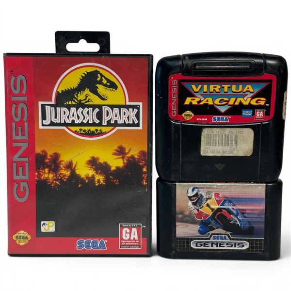 Sega Genesis Game Lot (3 Titles) - Jurassic Park (CIB), Virtua Racing (SVP), Super Hang-On
