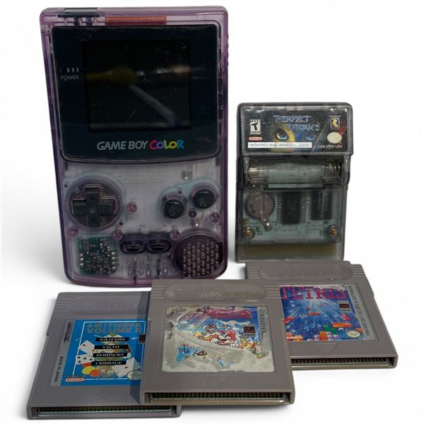Nintendo Gameboy Color W Games:  Perfect Dark, 4 IN 1 Funpark Volume II, Tetris & Super Mario Land
