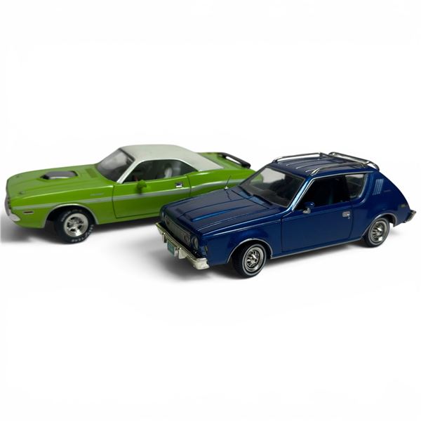 Johnny Lightening 1970 Dodge Challenger & Motor Max 1974 AMC Gemlin 1:24 Scale Diecast Cars