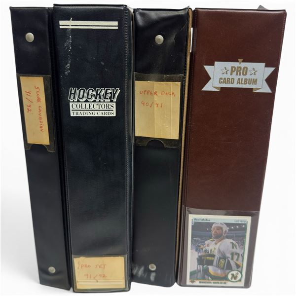 4 Binders of NHL Hockey Cards - Pro Set 1991/92, Upper Deck 1990/91, Score 1991/92 and 1 assorted