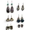 Image 1 : 6 Pairs of Sterling Silver Earrings (Amethyst Crystal, Blue Titanium Druzy, Mother of Pearl & more)