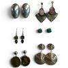 Image 1 : 6 Pairs of Sterling Silver Earrings (Blue & Pink Mother of Pearl, Mystic Topaz, & more - Some gold p