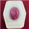 Image 1 : Ruby and Cubic Zirconia Ring Set in Sterling Silver (11 CT Ruby, Oval Cut, Claw Set - 16.83mm x 12.2
