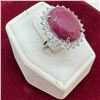 Image 2 : Ruby and Cubic Zirconia Ring Set in Sterling Silver (11 CT Ruby, Oval Cut, Claw Set - 16.83mm x 12.2