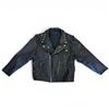 Image 2 : Vintage Black Leather Punk Rock Bomber Jacket - Size LL - Steel Skull Details