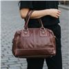 Image 1 : Roots Genuine Chocolate Brown Pebbled Leather Satchel with Original Dust Bag - New Condition - 4" x