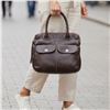 Image 1 : Genuine Roots Dark Brown Pebbled Leather Purse with Front Pockets - New Condition - 2.5" x 14" x 11"