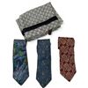 Image 1 : Gucci Logo Scarf with Label & 3 Men's High-Quality Ties (YSL, Armani, & Zenga) Lightweight Gucci sca