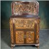Image 1 : Mid-Century Asian Rosewood Bar Cabinet - Hand-Carved High-Relief Scenes (36" x18" x42.5" Tall)