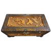 Image 2 : Chinese Camphor Wood Chest * features intricate hand-carved village scenes and a traditional brass l