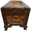 Image 5 : Chinese Camphor Wood Chest * features intricate hand-carved village scenes and a traditional brass l