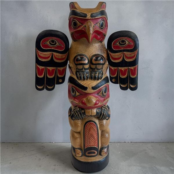 Hand-Carved and Painted Totem Figure from the Pacific Northwest Coast - Signed W. B. for William Bea