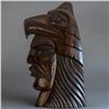 Image 1 : 1992 Richard Campbell Hand-carved Cedar Wall Plaque- Warrior with Thunderbird Headdress, Musqueam Na