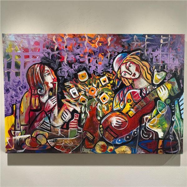 Large Signed Original Oil on Canvas Painting - Signature is unknown - 54" x 36"