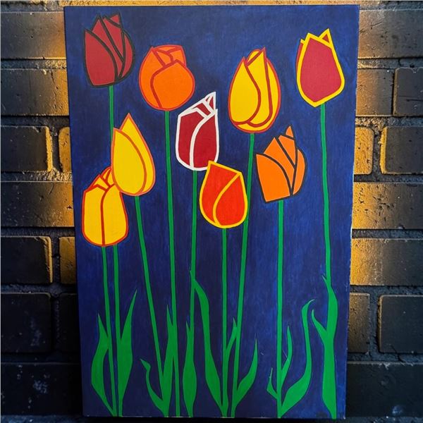 Acrylic on Canvas Painting of Tulips - Stretched canvas on frame - 24" x 36"