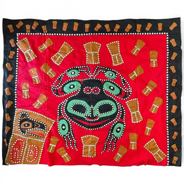 Paul Johnny "Frog" Button Blanket Pouch - First Nations Design (58" x 64") -Canadian born native art