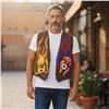 Image 1 : Original Paul Johnny Wearable Art Vest - Hand Stitched Flannel with COA - First Nations Design (17"