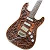 Image 2 : Electric Guitar with Fender Stratocaster Head and Intricate Carved Wood Balinese-Style Design