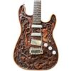 Image 3 : Electric Guitar with Fender Stratocaster Head and Intricate Carved Wood Balinese-Style Design