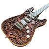 Image 4 : Electric Guitar with Fender Stratocaster Head and Intricate Carved Wood Balinese-Style Design