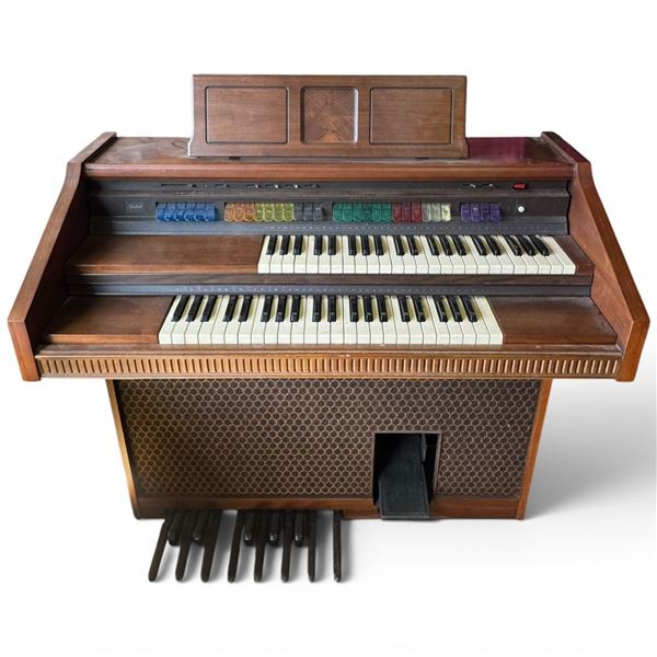 Vintage Lowrey Electric Organ with a Walnut Finish