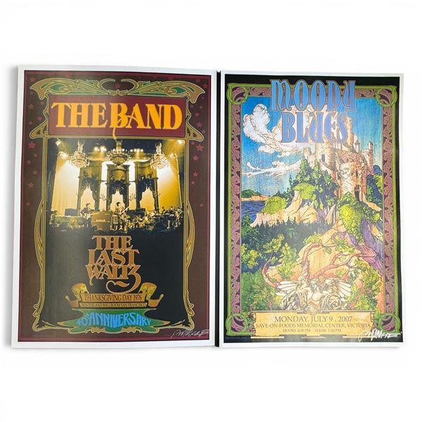2 Signed Bob Masse Concert Posters "The Band" and "Moody Blues" - Undated - Autographed by Bob Masse