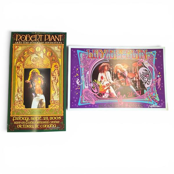 2 Signed Bob Masse Concert Posters "Robert Plant 2005" and "Led Zepplin - Undated" - Autographed by