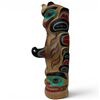 Image 2 : Hand Carved and Painted Pacific Northwest Style Totem Signed W. B. (William Bear) - 16" x 5"