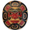 Image 1 : Hand Carved and Painted Pacific Northwest Style Moon Mask Signed W. B. (William Bear) 1994 - 12"