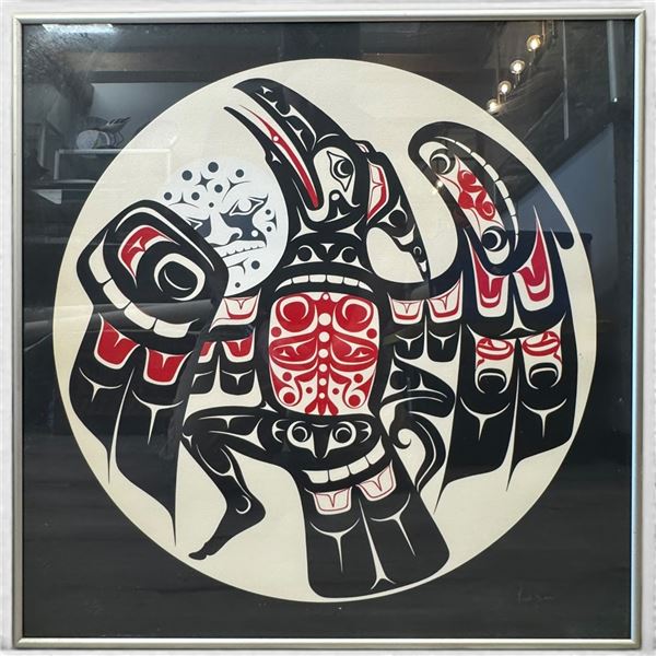 Limited Edition 22/75 Framed Pacific Northwest Indigenous Style Print Signed by Fred Davis - 22" x 2