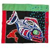 Image 1 : Original Paul Johnny "Salmon" Blanket/Wall Hanging -  Hand Stitched Flannel (40" x 60" - includes CO