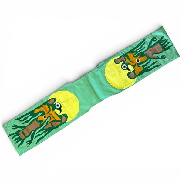 Original Paul Johnny Wearable Art Flannel Scarf - Hand Stitched (66" long)- First Nations Design - C