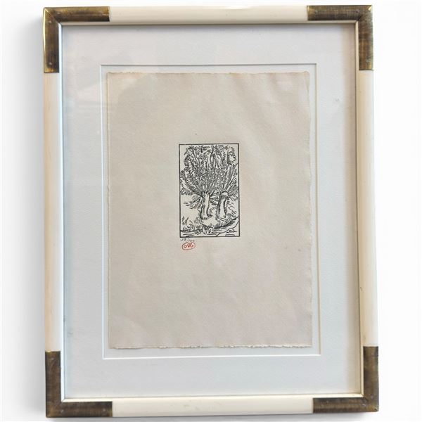 Limited Edition 38/100 Framed Woodcut Print Titled Laurier (Laurel) created by French Artist Aristid