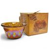 Image 1 : Iridescent Gold Carnival Glass Punch Bowl with Ladle & 12 Cups in Original Box by Indiana Glass