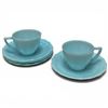 Image 1 : Vintage Pyrex Blue Delphite Teacup and Saucer Set with Signature Pie-crust Edge Design