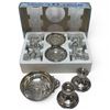 Image 1 : Silverplate Dish, Candle Holders and Sinop Kristal Made in Turkey Tea Glass Set