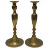 Image 1 : Two Brass Candlestick Holders 11.5" Tall