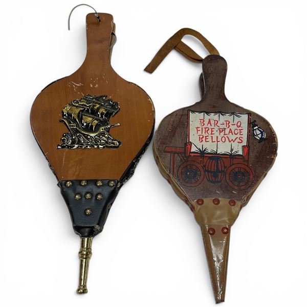 2 Vintage Wood Fireplace Bellows