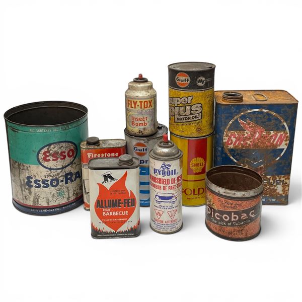 Vintage Collectible Gas & Oil Advertising Tins - Includes Gulf, Esso and Shell