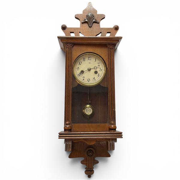 Early 20th Century German Regulator Wall Clock with Key