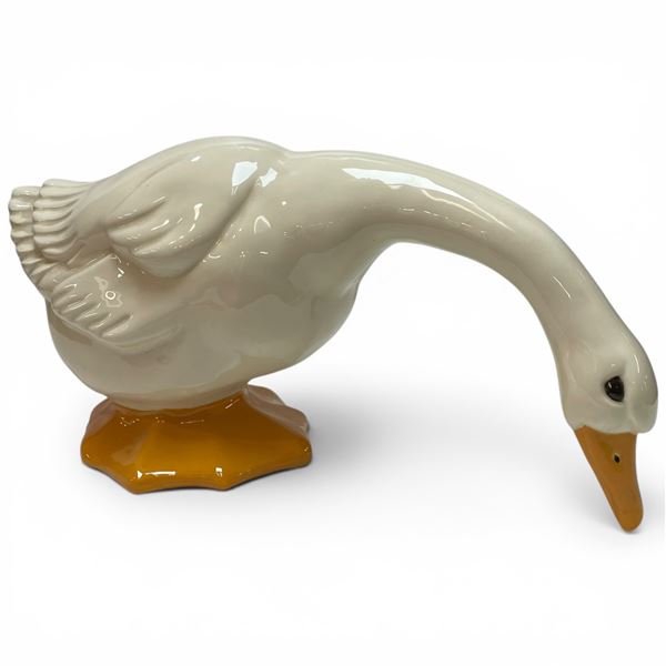 Large 1980s Glazed Ceramic Goose - 18" long x 8" tall