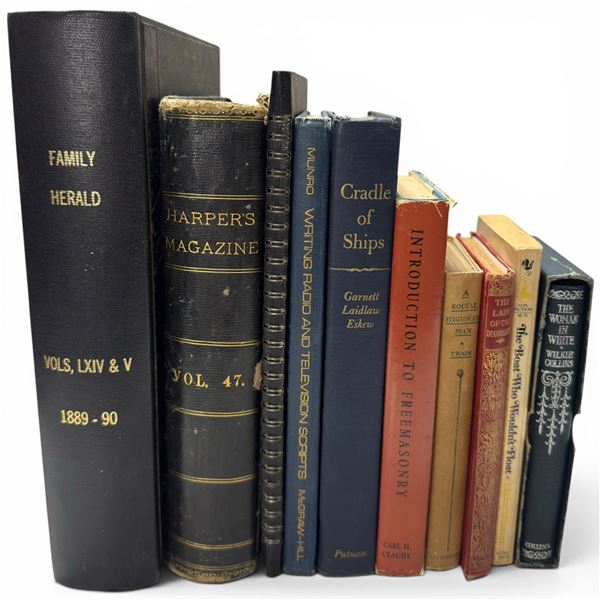 Vintage Hardcover Book Lot (10 Volumes) - Harper's Magazine, Freemasonry, Collins, Eskew & More