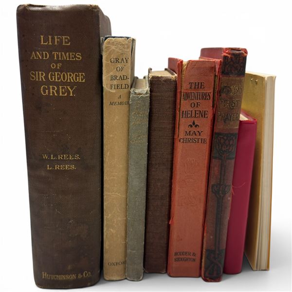 Vintage Hardcover Book Lot (8 Volumes) - Sir George Grey, Bradfield Memoir, Christie & More