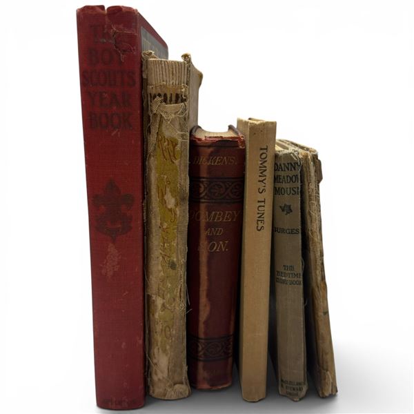 Vintage Children's & Classic Literature Lot (5 Volumes) - Boy Scouts, Dickens, Burgess & More