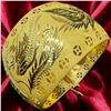 Image 1 : 24 KT Gold Double Happiness Chinese Wedding Bangle by Chow Tai FookJewelry - 40mm wide - Dr