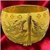 Image 3 : 24 KT Gold Double Happiness Chinese Wedding Bangle by Chow Tai FookJewelry - 40mm wide - Dr
