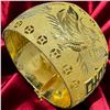 Image 4 : 24 KT Gold Double Happiness Chinese Wedding Bangle by Chow Tai FookJewelry - 40mm wide - Dr